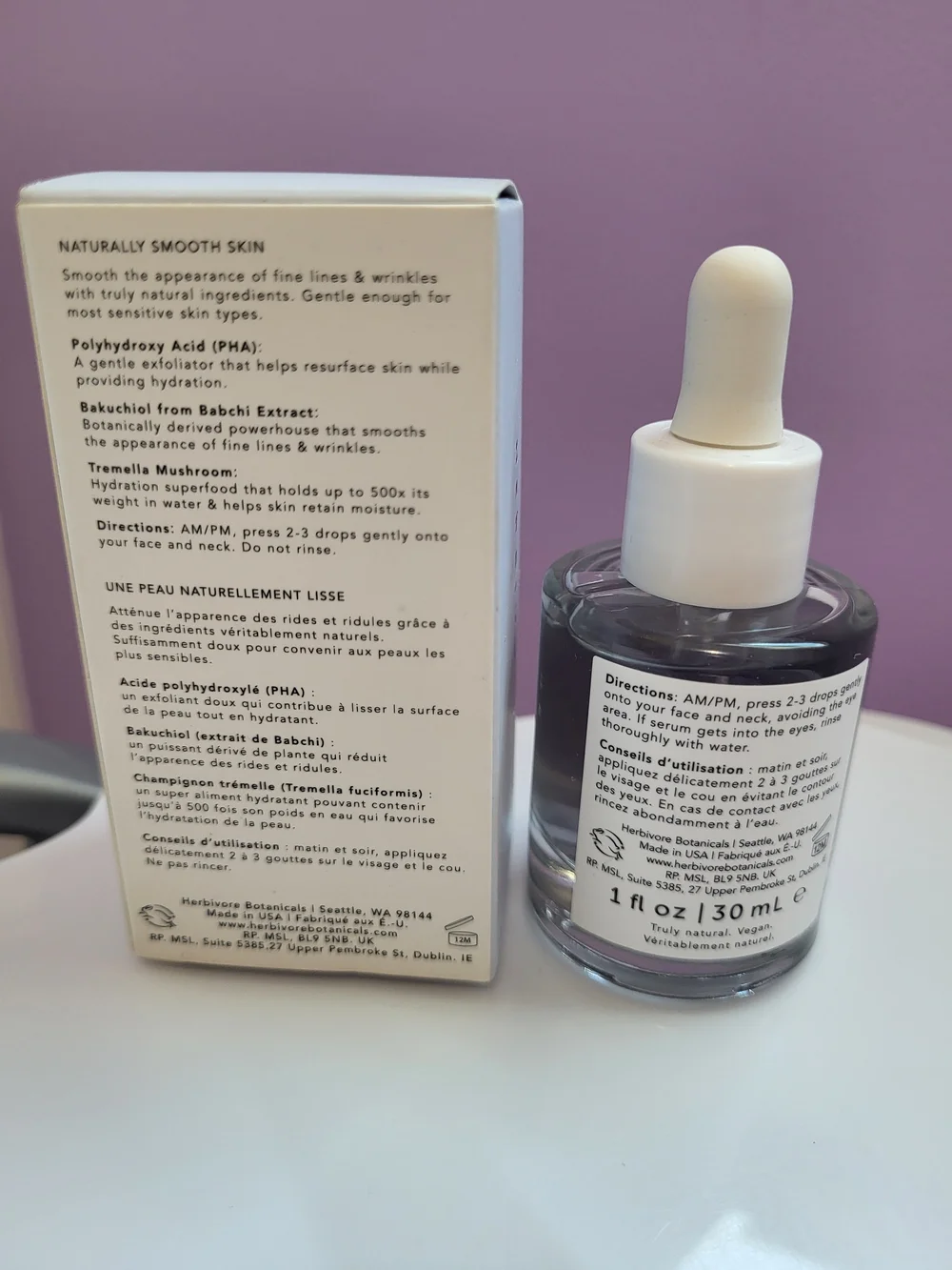 Herbivore Botanicals Bakuchiol Smoothing Serum - White, Purple